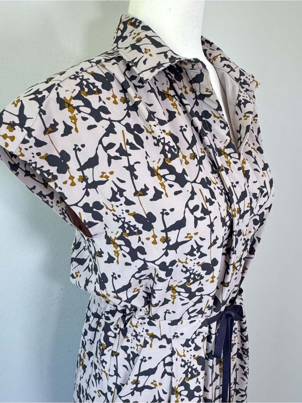 REI Cooperative Floral Print Midi Shirt Dress Drawstring Waist Cap Sleeve XS - Picture 4 of 15